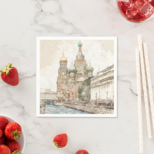 Sankt Petersburg Russland Stoff Neapel - Reise Serviette