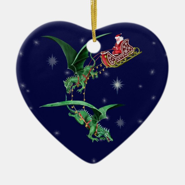 Sankt Pferdeschlitten mit Drachen Keramikornament (Vorne)