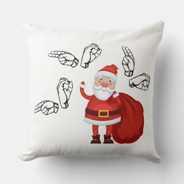 Sankt sagt Ho Ho Ho in ASL Kissen (Vorderseite)