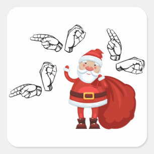 Sankt sagt Ho Ho Ho in ASL Quadratischer Aufkleber