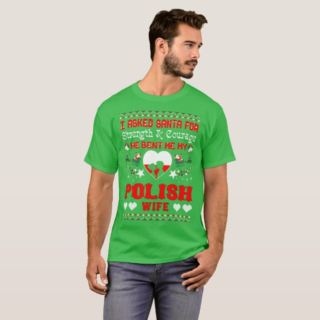 Sankt schickte polnischem Ehefrau-Weihnachten T-Shirt (Vorne ganz)