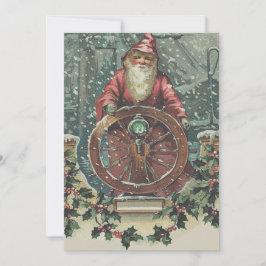 Sankt-Schiffs-Boots-Schnee-Sturm-Stechpalme Feiertagskarte