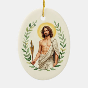 Sankt Sebastian Gottes Frieden und Segen Schrift Keramik Ornament