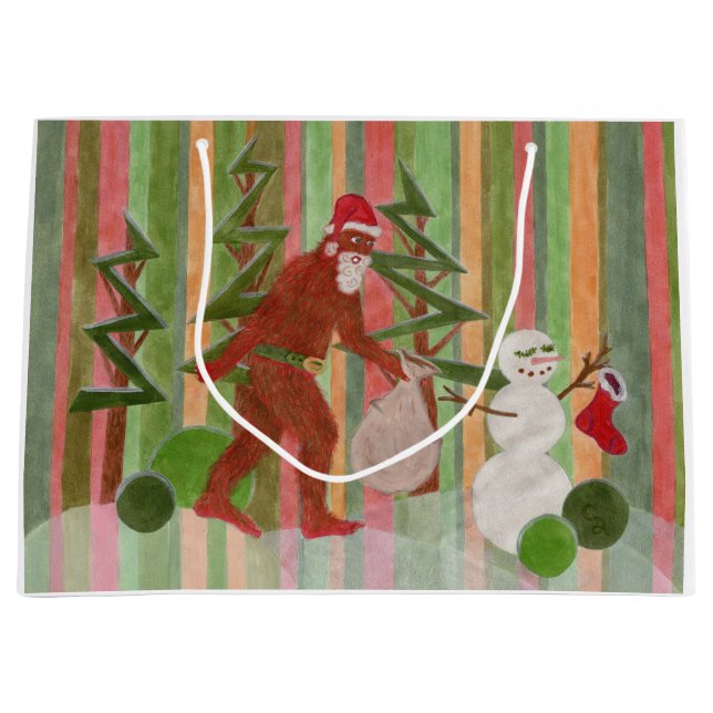 Sankt Squatch Große Geschenktüte (Vorderseite)