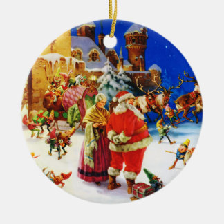 Sankt u. Frau Klaus At NordpolWeihnachtsabend Keramikornament