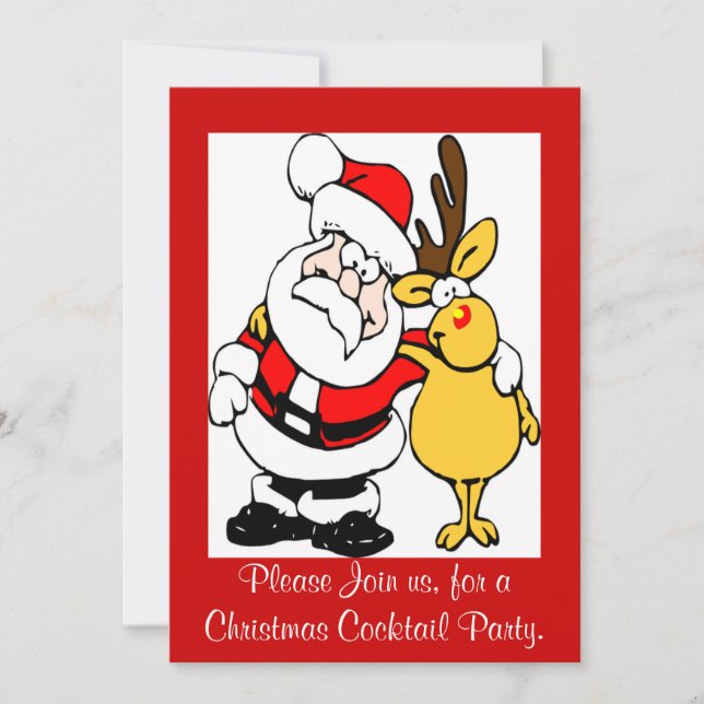 Sankt- u. Rudolph-WeihnachtsParty Einladung (Vorderseite)