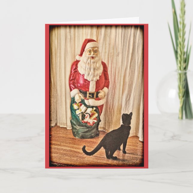 Sankt und Miezekatze Feiertagskarte (Vorderseite)