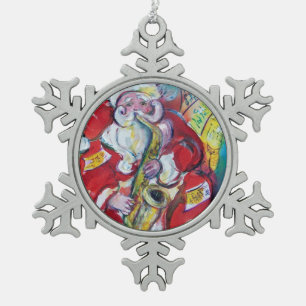 SANKT UND SAX, WEIHNACHTSParty Schneeflocken Zinn-Ornament