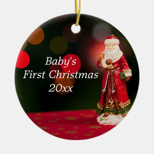 Sankt-Verzierung des Babys personalisierte erstes Keramik Ornament (Vorne)
