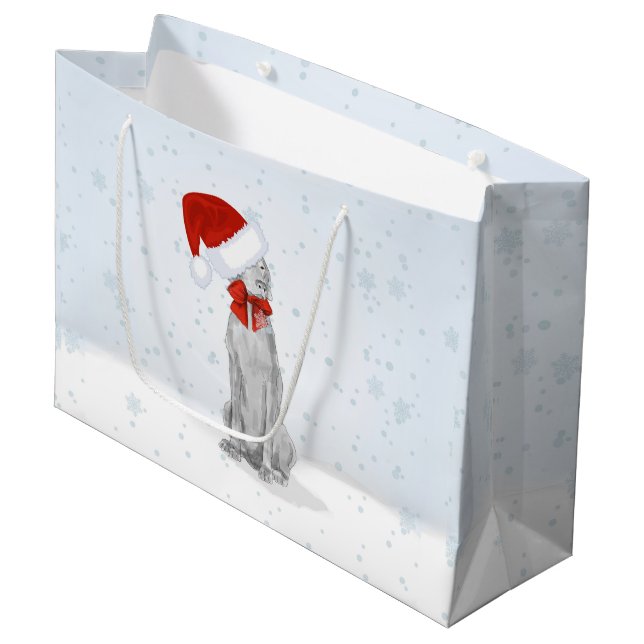 SANKT WEIMARANER IN DER SCHNEE-GESCHENK-TASCHE GROßE GESCHENKTÜTE (Vorderseite Schrägansicht)