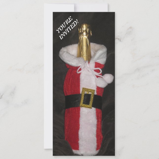 Sankt-Wein-Flaschen-WeihnachtsParty Einladung (Vorderseite)
