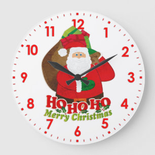 Sanktho ho ho Schnee grafische WeihnachtsWanduhr Große Wanduhr