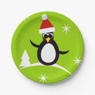 Sanktpenguin-Weihnachtspapier-Party-Teller Pappteller