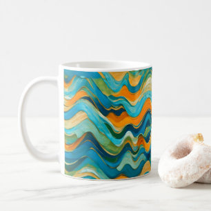 Sanlúcar Blue Green Orange Waves Kaffeetasse