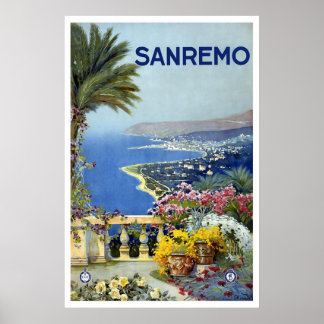 "Sanremo, Italien" Vintage Travel Poster