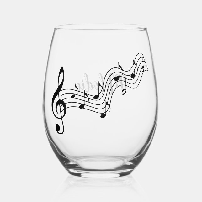 Sans Pied Notes musicales Design de note Verre à vin (Recto)