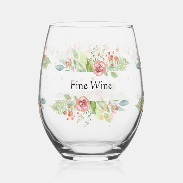Sans Pied Verre à vin aux fleurs pastel (Recto)