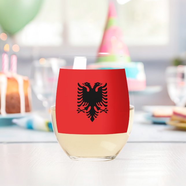 Sans Pied Verre à vin avec drapeau d'Albanie (Insitu (Anniversaire))