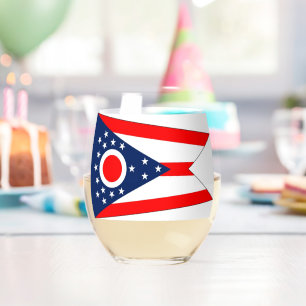 Sans Pied Verre à vin avec drapeau de l'Ohio, USA