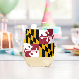 Sans Pied Verre à vin avec drapeau du Maryland, USA