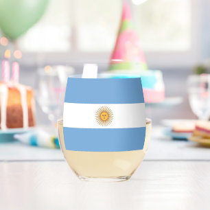 Sans Pied Verre à vin avec le drapeau de l'Argentine
