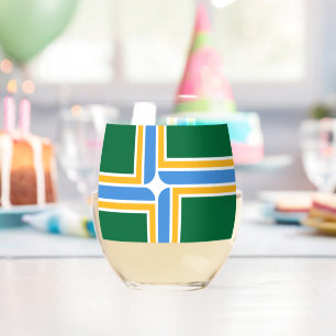 Sans Pied Verre à vin avec le drapeau de Portland, États-Uni