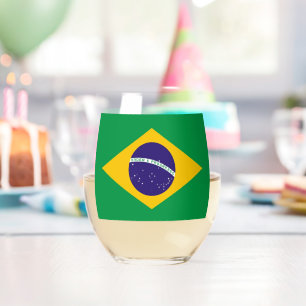 Sans Pied Verre à vin avec le drapeau du Brésil