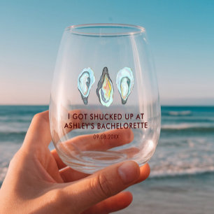 Sans Pied Verre à vin Bachelorette bord de mer huître aquare