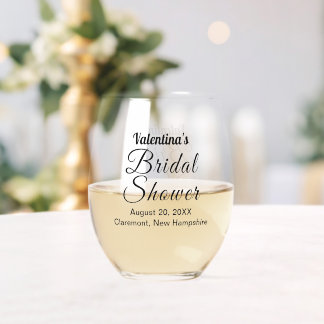 Sans Pied Verre à vin de mariage avec typographie noire