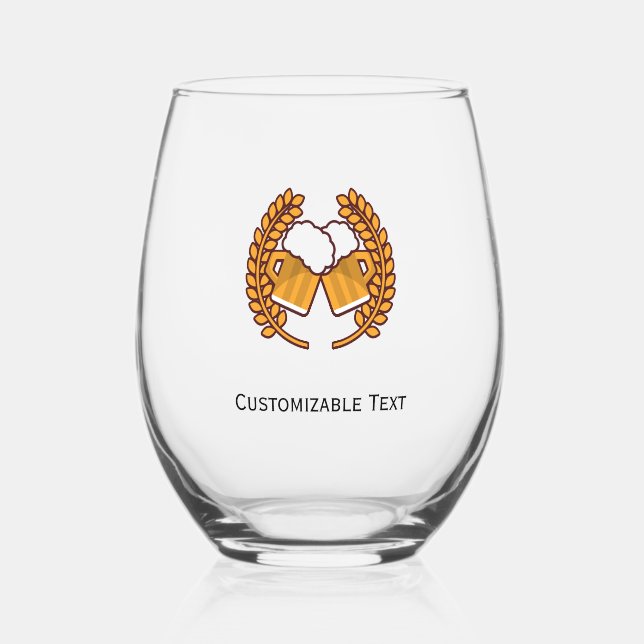 Sans Pied Verre à vin personnalisé avec logo et texte (Recto)