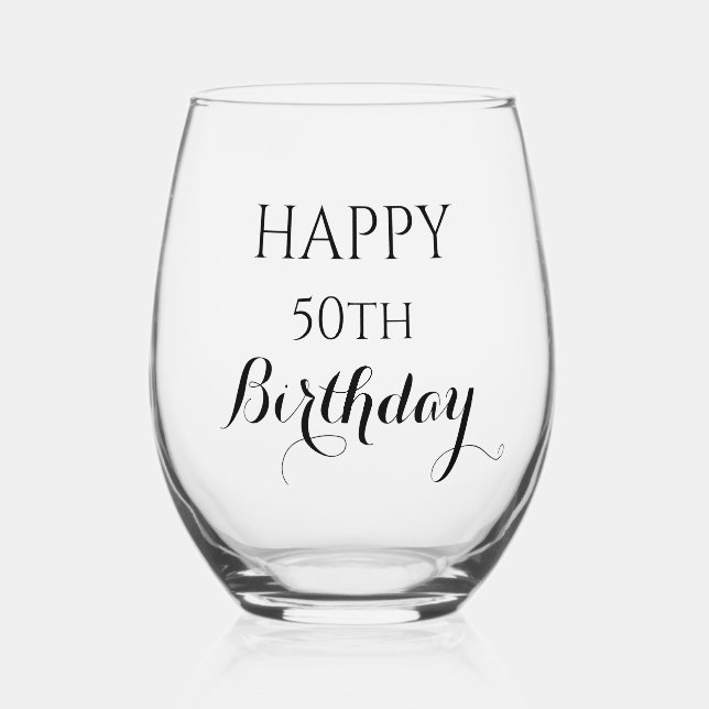 Sans Pied Verre à vin personnalisé d'anniversaire (Recto)