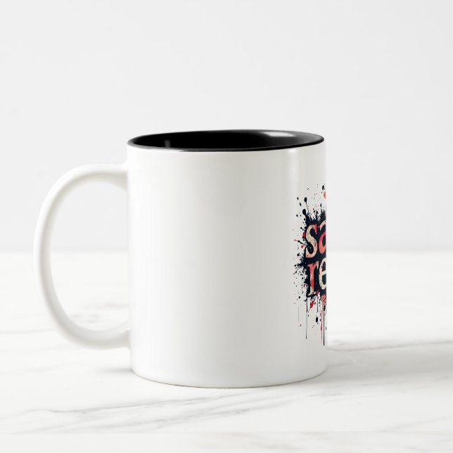 Sans Regret - Urban Splash Art Zitat Zweifarbige Tasse (Links)
