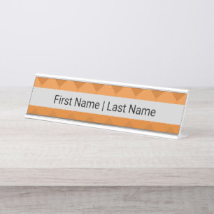 Sans Serif Font Gris Orange Desk Nom Plaque
