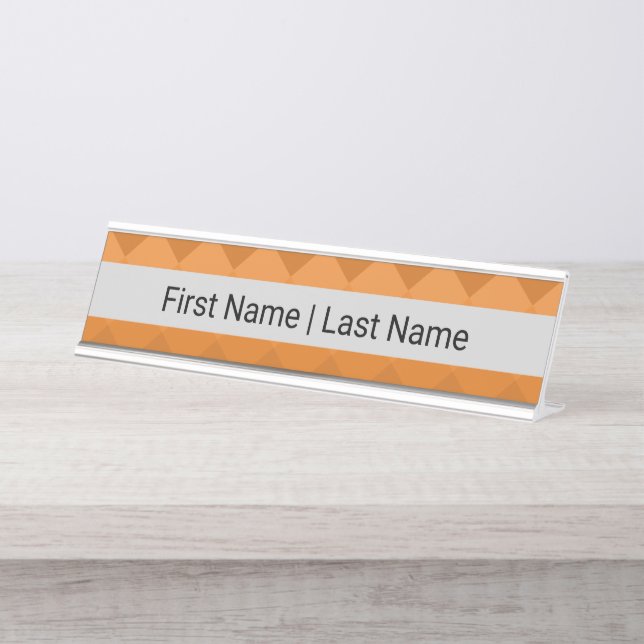 Sans Serif Schriftart Grau Orange Schreibtisch Nam Schreibtischnamensplakette (Vorderseite )