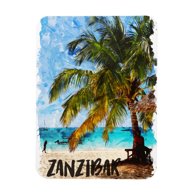Sansibar Africa Tropical Beach Travel Foto Magnet (Vertikal)