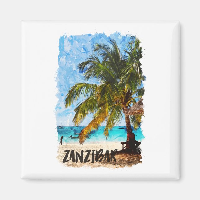 Sansibar Africa Tropical Beach Travel Magnet (Vorne)