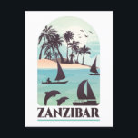 Sansibar Afrika Vintag Postkarte<br><div class="desc">Schöne Postkarte und Souvenir des ostafrikanischen Tansania Landes von Sansibar. Es zeigt Palmen und eine Strandlandschaft. Eine tolle Geschenkidee für Ihre Familie und Ihre Lieben.</div>