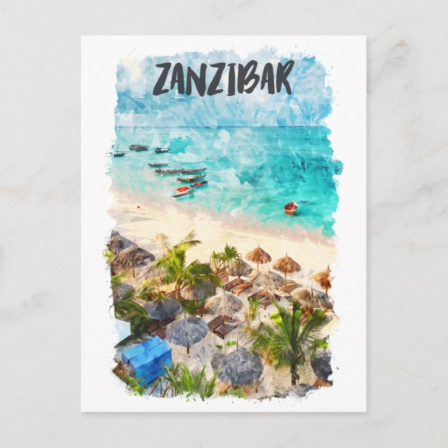 Sansibar Tansania Vintage Travel Postkarte (Vorderseite)