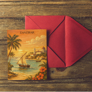 Sansibar-Tropen-Vintage-Reise Kunst Postkarte