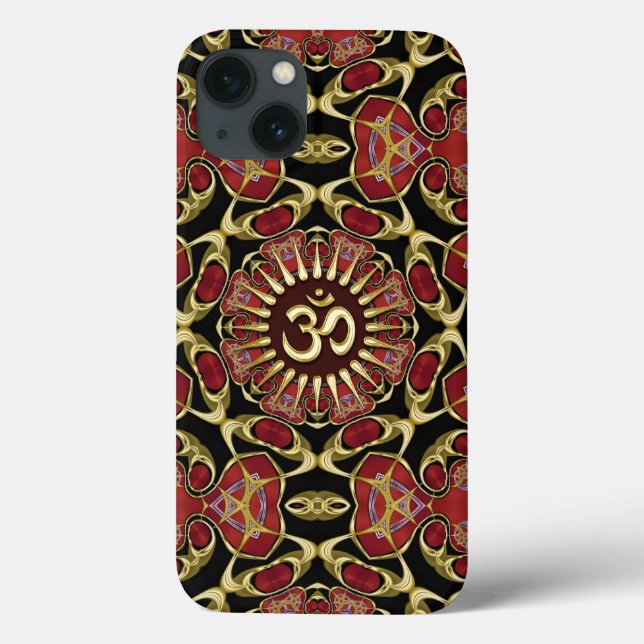 Sanskrit Om Gold + Roter Barock iPad Air Hüllen (Rückseite)