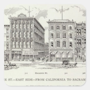 Sansome Ostseite Kalifornien und Sacramento Quadratischer Aufkleber