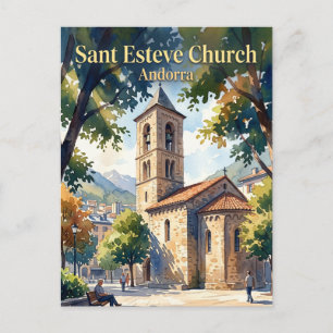 Sant Esteve Kirche, Andorra la Vella Andorra Postkarte