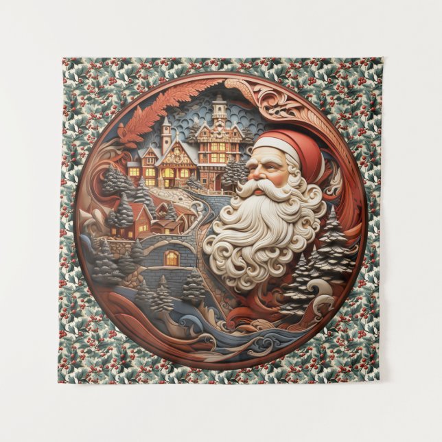 Santa 3D-Wandteppich Wandteppich (Vorderseite)