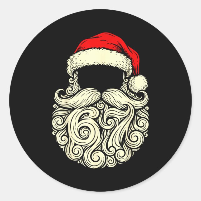 Santa 67 Hidden In Beard Christmas  Runder Aufkleber (Vorderseite)