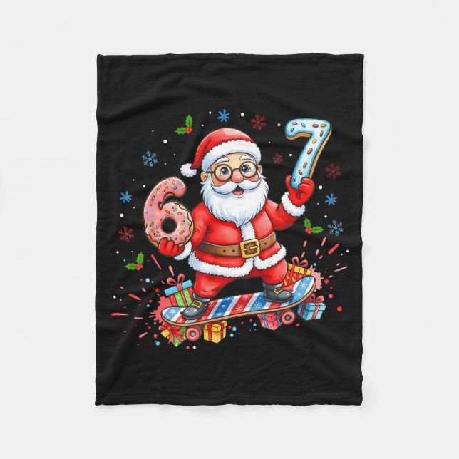 Santa 67 Meme Donut Skateboard Merry Christmas Boy Fleecedecke (Vorderseite)