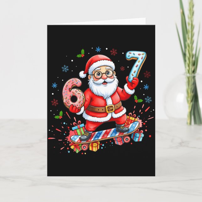 Santa 67 Meme Donut Skateboard Merry Christmas Boy Karte (Vorderseite)