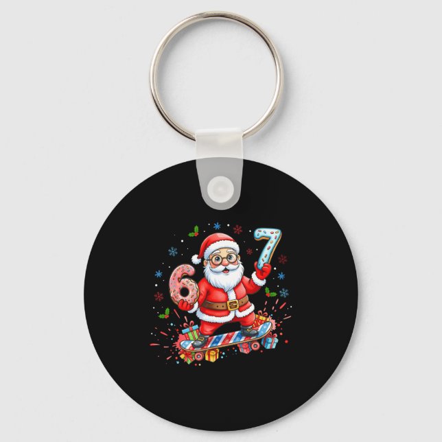 Santa 67 Meme Donut Skateboard Merry Christmas Boy Schlüsselanhänger (Vorderseite)