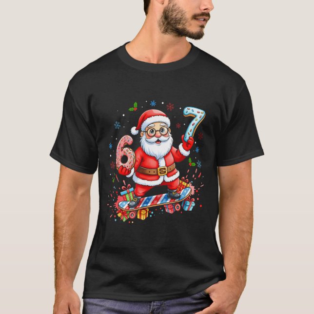 Santa 67 Meme Donut Skateboard Merry Christmas Boy T-Shirt (Vorderseite)