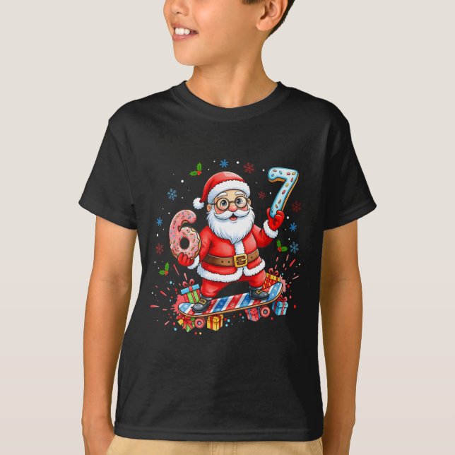 Santa 67 Meme Donut Skateboard Merry Christmas Boy T-Shirt (Vorderseite)