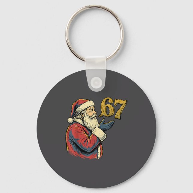 Santa 67 Number Funny Christmas Meme Se  Schlüsselanhänger (Vorderseite)